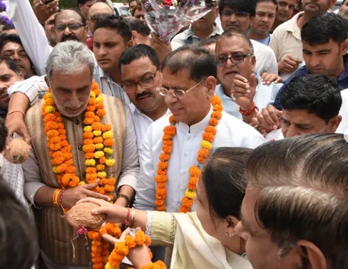Union Minister of State for Cooperation Krishan Pal Gurjar and Minister of State for Food, Civil Supplies and Consumer Affairs Rajesh Nagar