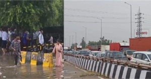 बारिश में गुड़गांव में बाढ़ जैसे हालात